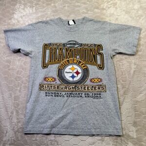 VTG 1996 Pittsburgh Steelers AFC Champs Shirt Sz M Signal Tag Single Stitch